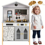 Cucina Gioco per Bambini ¨C Minimal ¨C Grigio legno e plastica 28.5x60x92cm