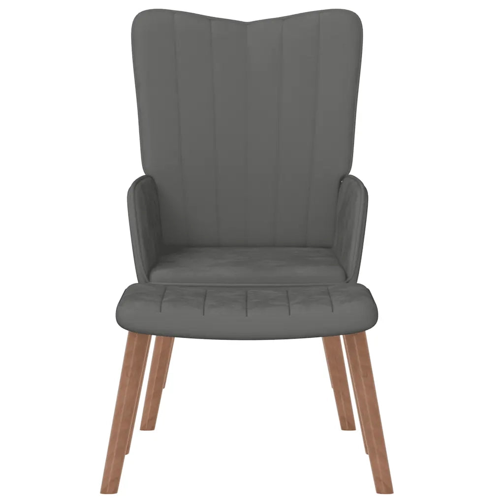 Poltrona Relax con Poggiapiedi Grigio Scuro in Velluto cod mxl 57910