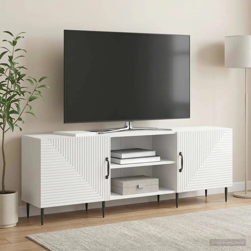 Mobile TV Bianco Lucido 150 x 31 x 50 cm Legno ingegnerizzato 894919