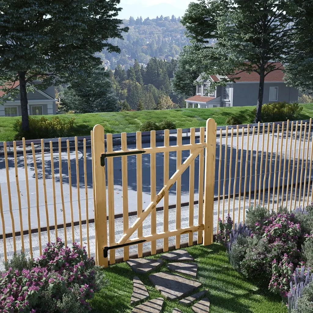 Cancello Singolo per Recinzione in Legno di Nocciolo 100x120 cm 142592