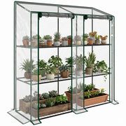 Serra da Giardino con Copertura in PE. 6 Mensole e 2 Porte Avvolgibili. 143x46x151cm. Trasparente