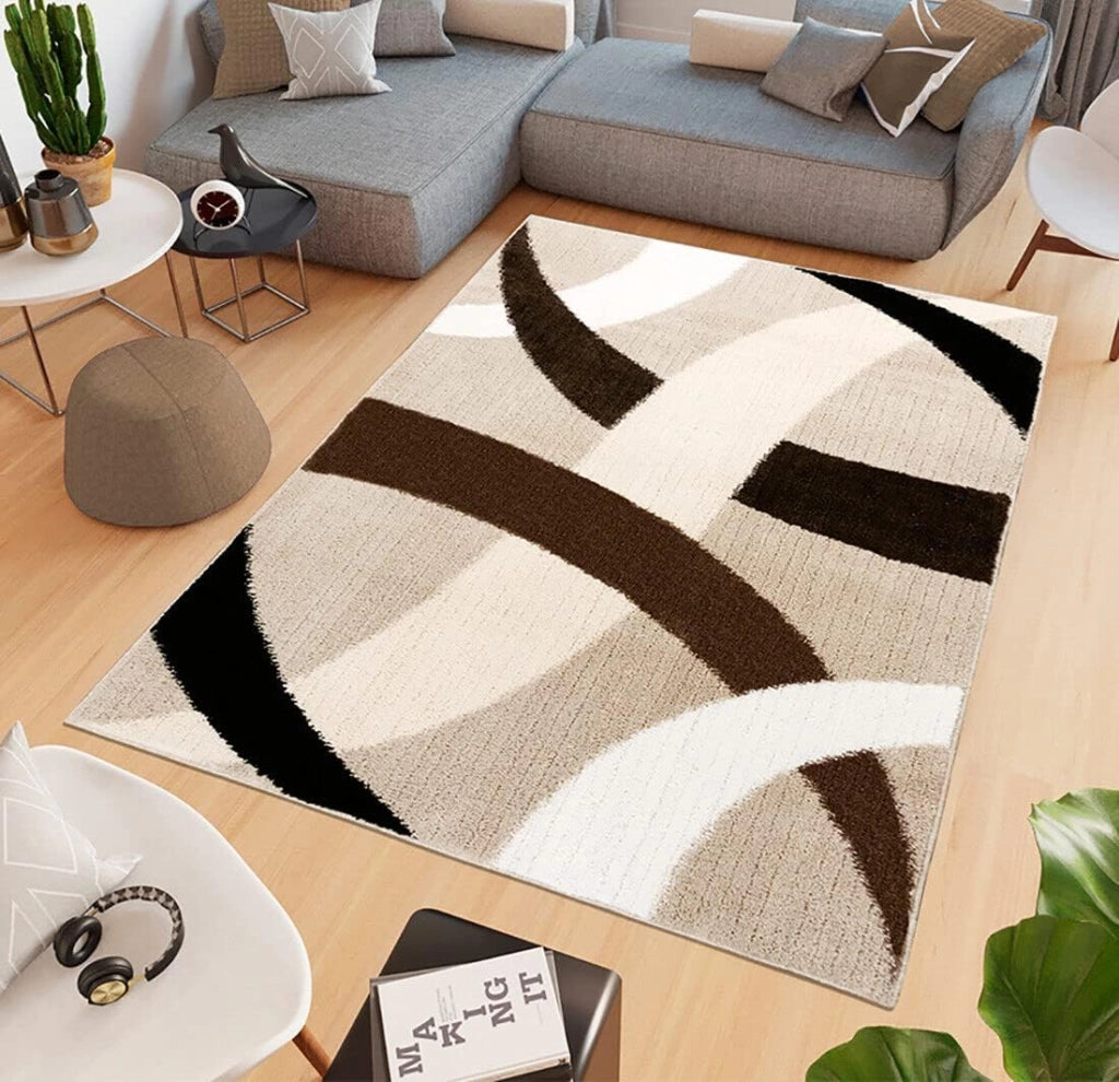 Tappeto Salotto Moderno 120x180 Cm Arredo Sala Camera Letto Scendiletto Pelo Corto Beige