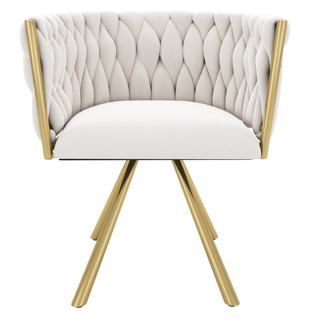 Set di 2 sedie da pranzo girevoli in velluto beige e oro
