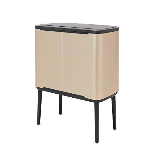 Brabantia 304644 Bo Touch Bin Pattumiera 3x11 litri Acciaio Inox con Apertura Soft-Touch e Secchi Rimovibili colore Metallic Gold