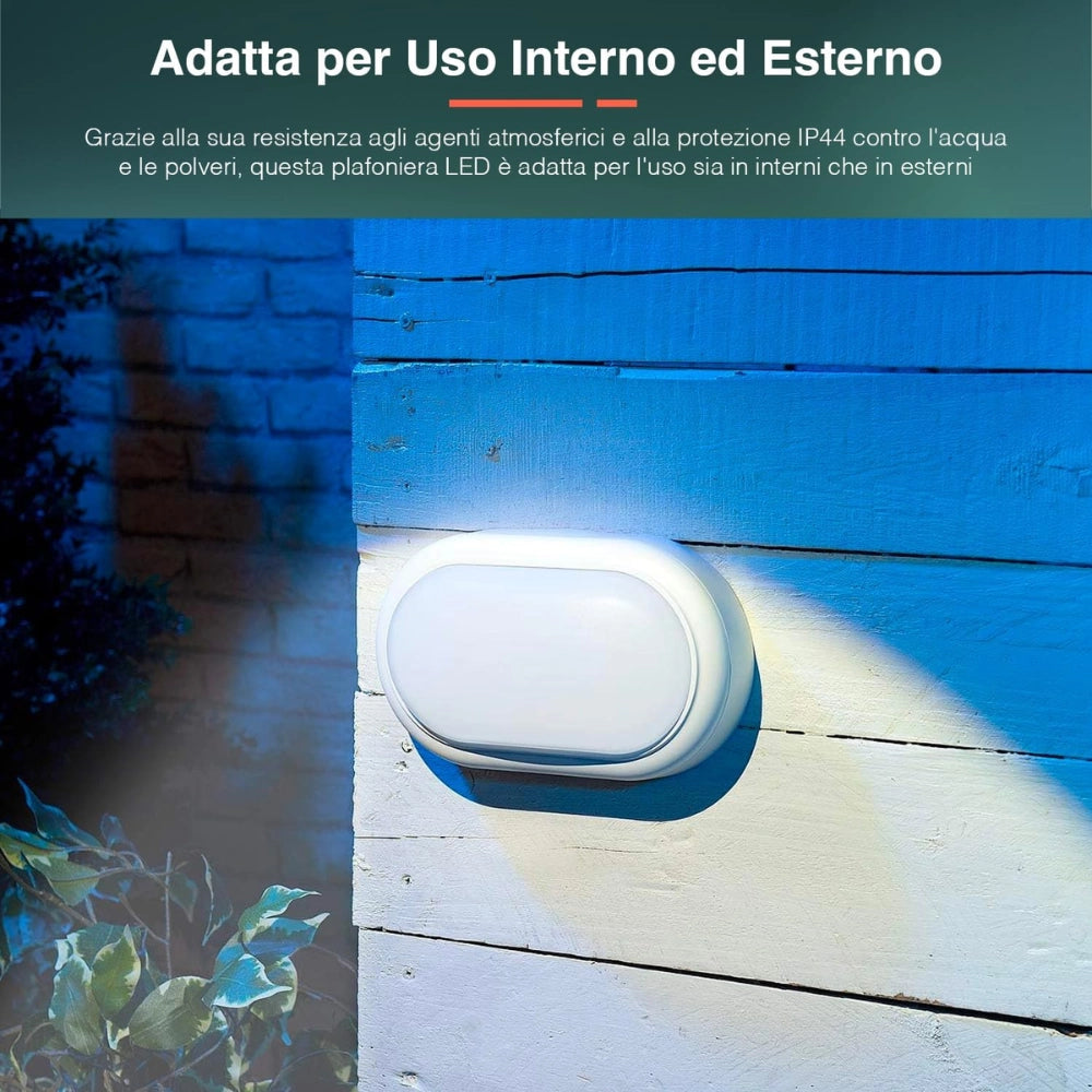 Plafoniera led ecova 25263 ovale per interni ed esterni