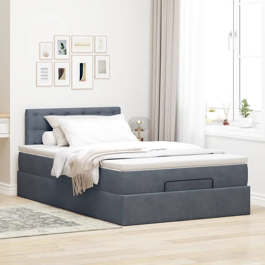 vidaXL Struttura Letto Pouf con Materasso 120x200 cm Velluto