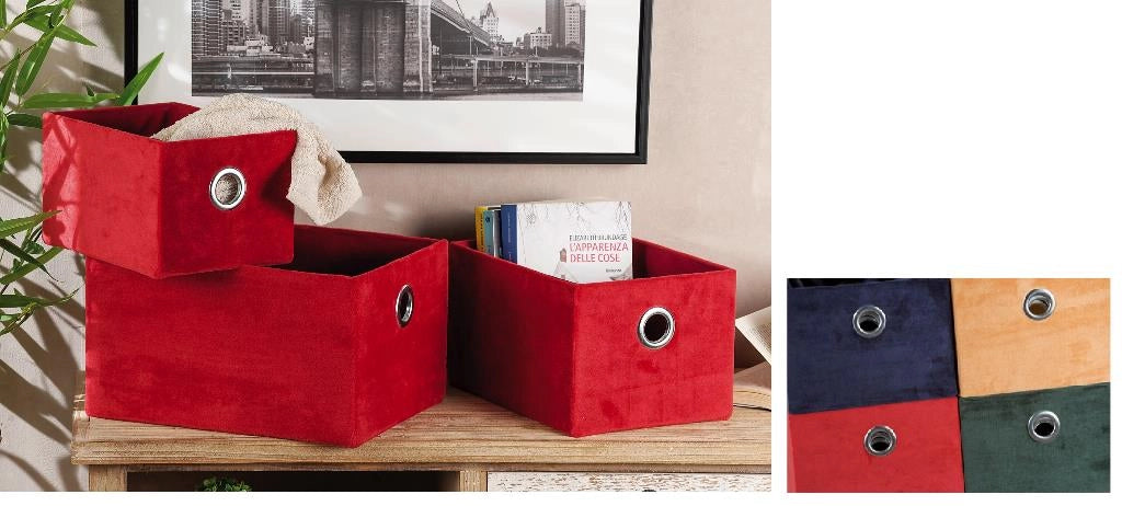 Set 3 Cestini contenitori moore rettangolari in velluto 4 Colori