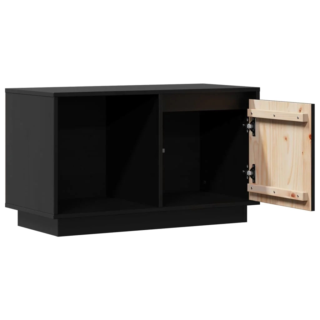 Mobile TV multimediale scaffale TV credenza TV sala da pranzo soggiorno camera da letto 74 x 35 x 44 cm legno di pino massiccio nero 02_0026209
