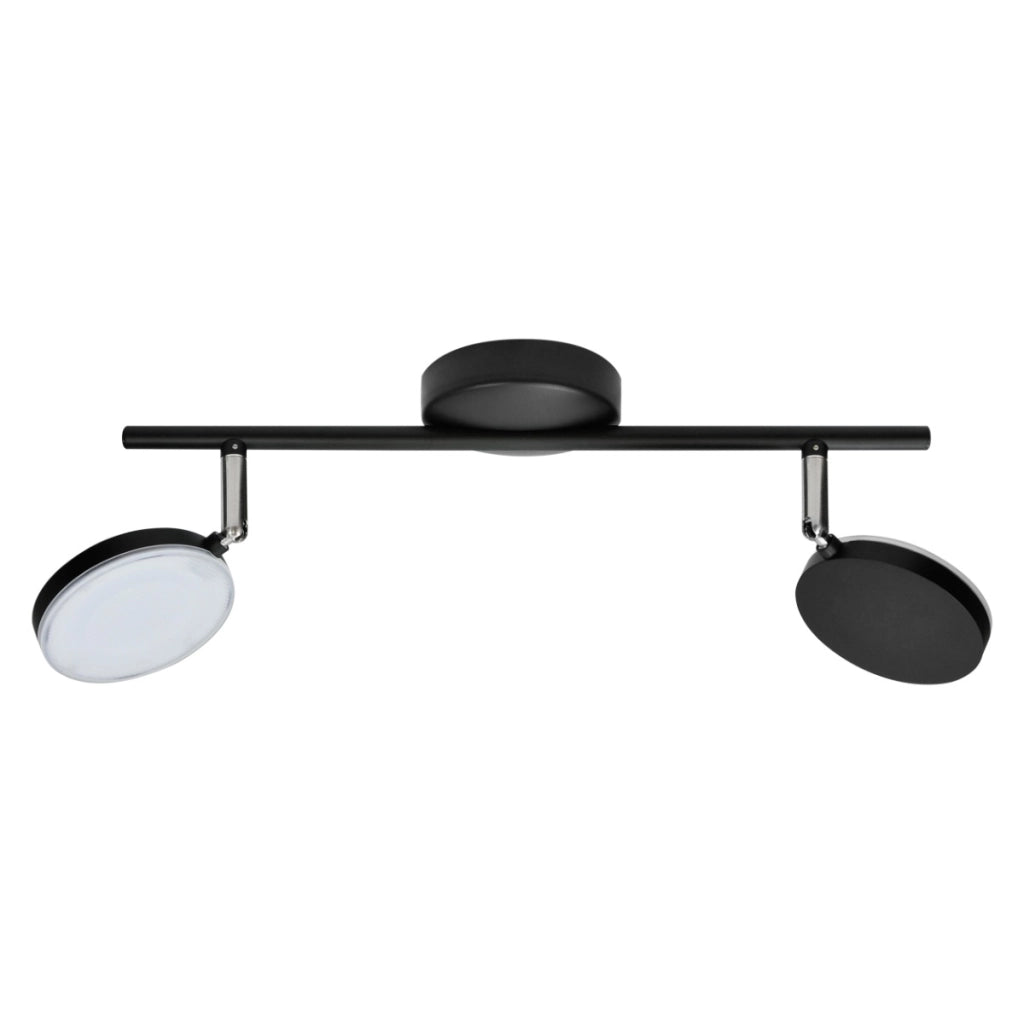 Lampada LED parete/soffitto 2 luci 10W nera 3000K Polux Capri