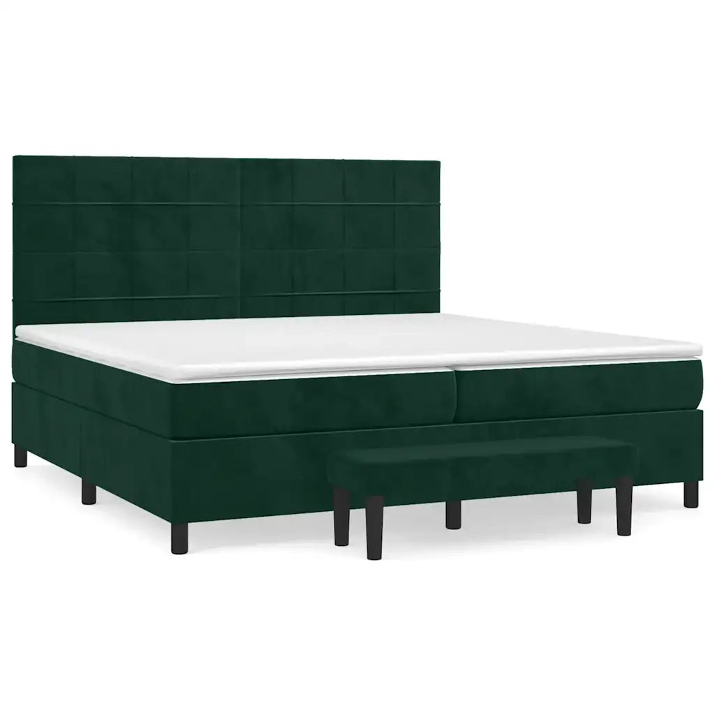 Giroletto a Molle con Materasso Verde Scuro 200x200 cm Velluto