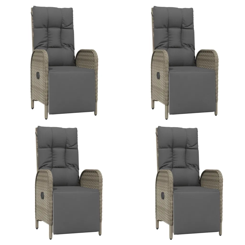 Set da Pranzo da Giardino 5 pz con Cuscini in Polyrattan Grigio