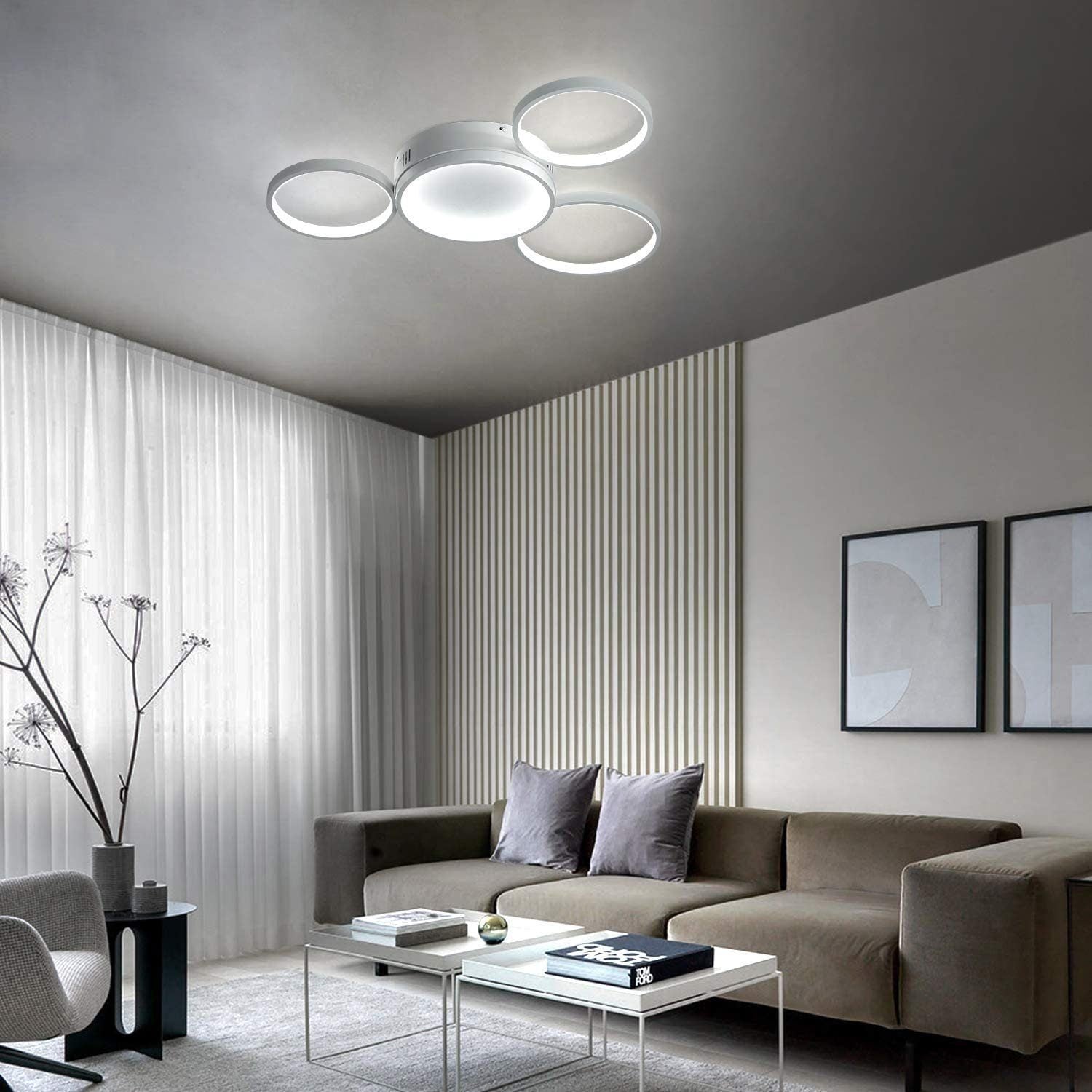 ZMH Lampada da soffitto LED 4 fiamme ad anello telecomando per camera letto