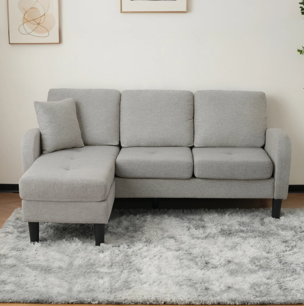 Divano angolare modulare 3 posti con chaise longue grigio