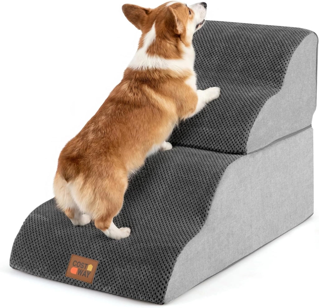 Scaletta per Cani a 4 Gradini Altezza 50 cm, Scala Cane in Spugna per Salire Letti Alti, Divani e Poltrone con Fondo Antiscivolo, Copertura Lavabile, Scala per Cani e Gatti (73 x 40,5 x 50 cm)