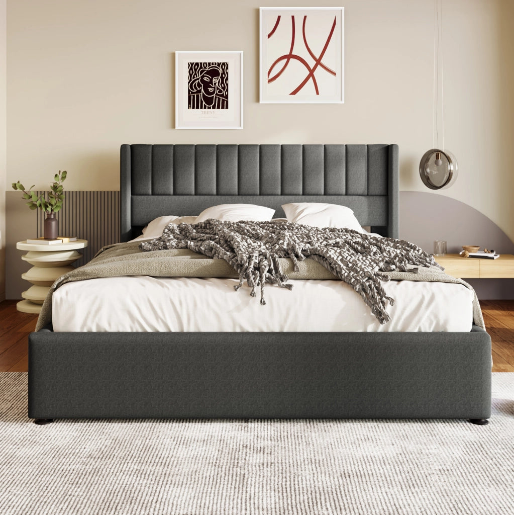 Letto matrimoniale contenitore idraulico 140x200 cm grigio