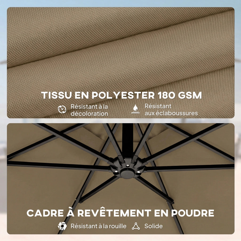 Ombrellone da giardino inclinabile rotondo 3 m ¨C zephmum ¨C kaki