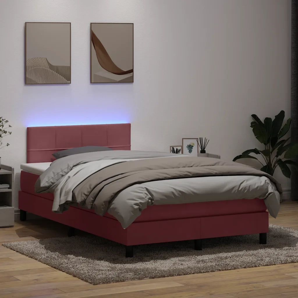 Letto a Molle con Materasso e LED Rosa 120x210 cm in Velluto 3316880