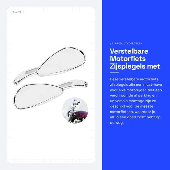 Specchietti laterali regolabili per motocicletta - 2 pezzi - 8 mm/10 mm dado - materiali di alta qualità
