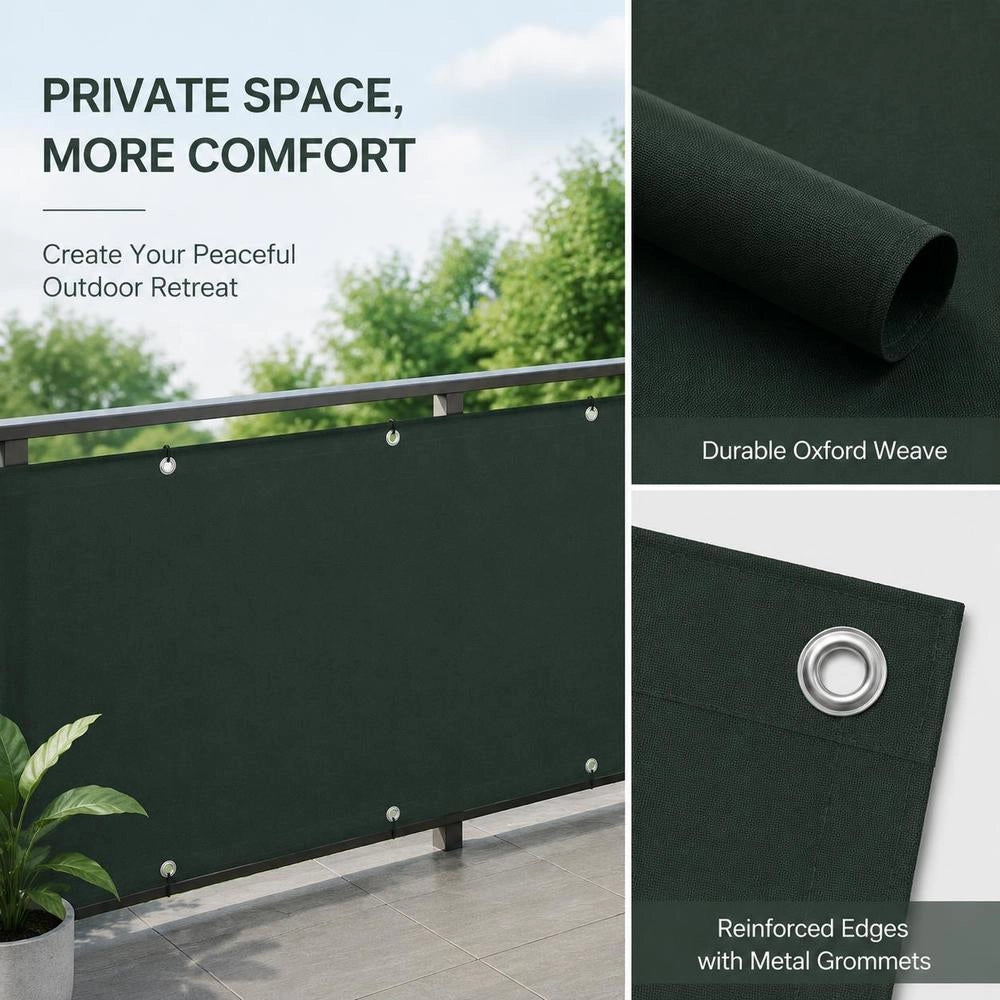 Balcony Privacy Screen, Dark Green, 90x500 Cm, Oxford Fabric