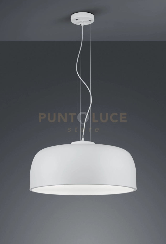 BARON SOSPENSIONE TONDA METALLO BIANCO CON DIFFUSORE SATINATO D.52 CM 4 LUCI ATTACCO E27
