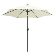Ombrello | Parasolne con Luci a LED e Palo Alluminio 300 cm Bianco Sabbia