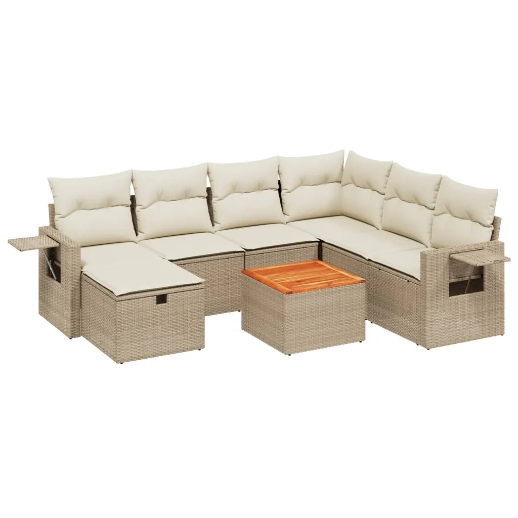 Set Divano da Giardino 8 pz con Cuscini Beige in Polyrattancod mxl 93215