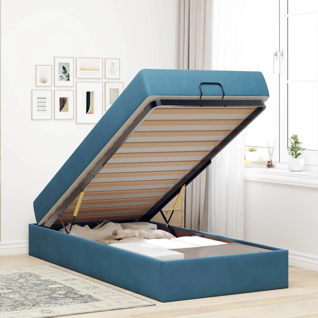 Struttura letto con materasso 2 pcs-Giroletto Blu Velluto