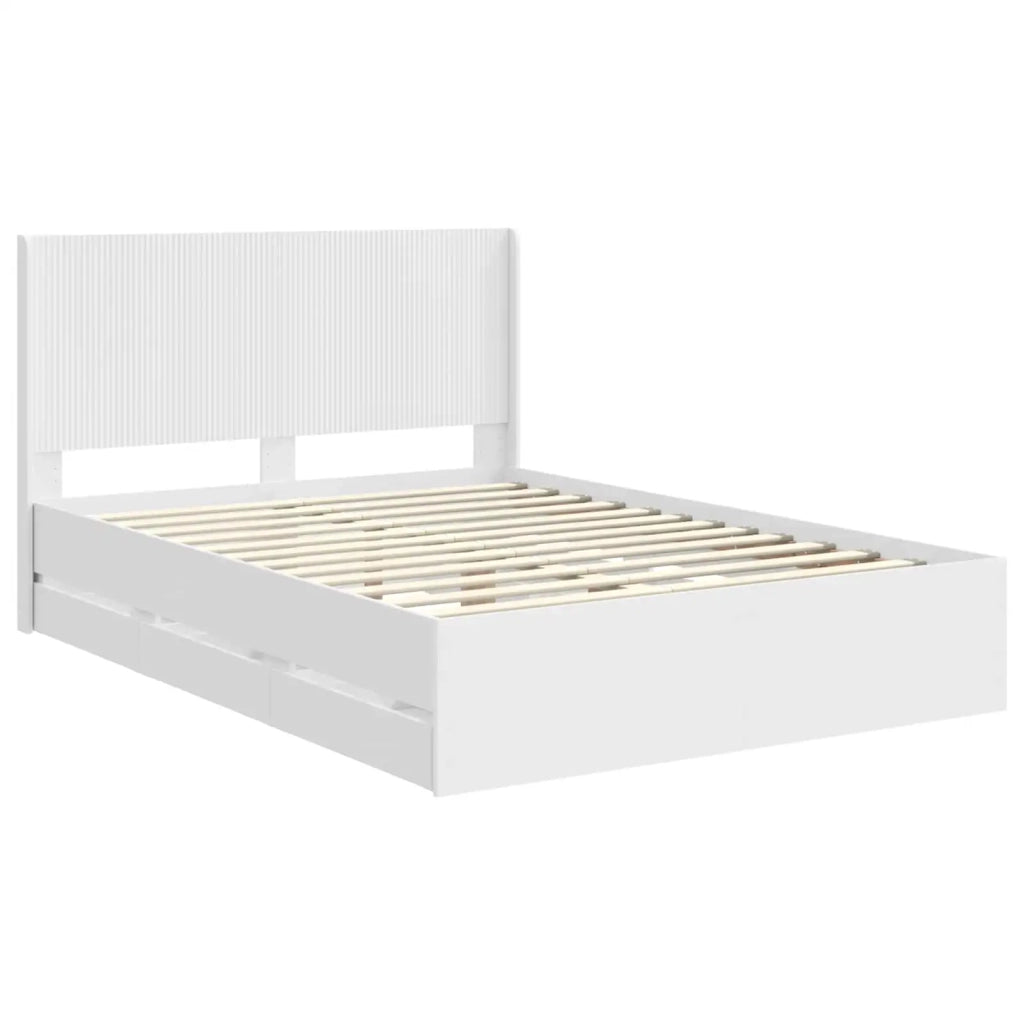 Struttura del letto con stoccaggio e testata Bianco 3413929
