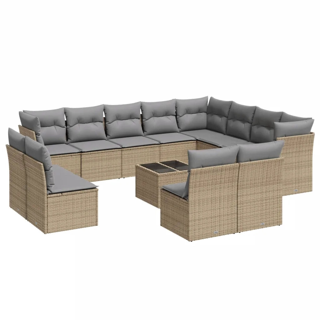 Set Divano da Giardino 13 pz con Cuscini Beige in Polyrattan 3250318