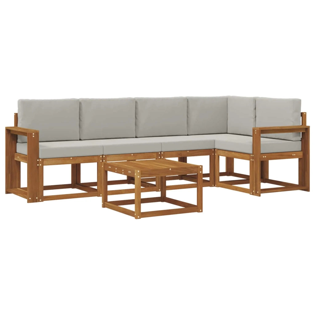 Set di divani da esterno 6 pcs Grigio Naturale e Chiaro