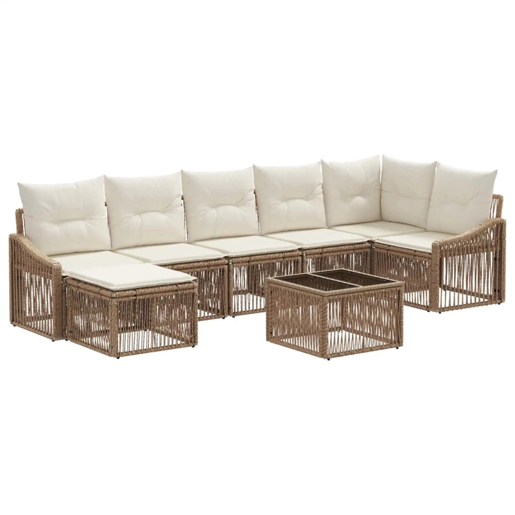 Set Divano da Giardino 8 pcs Beige polyrattan 3436083
