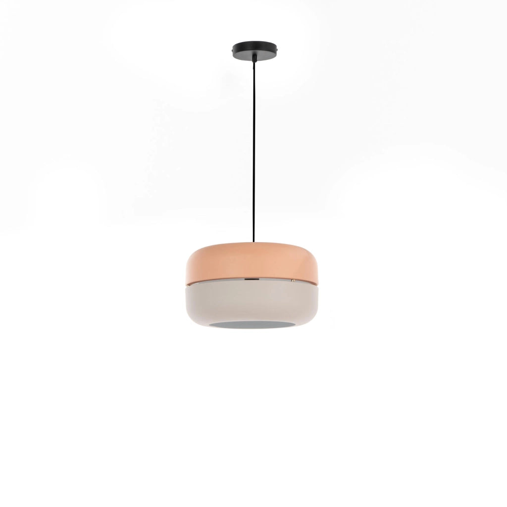 Idra Lampada a Sospensione con Paralume in Metallo Verniciato Rosa e Grigio, Altezza Regolabile, attacco E27 Max 40W - Design Moderno