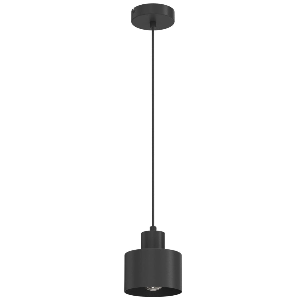 Lampada sospesa Parkla 1xE27 nera cilindrica metallo