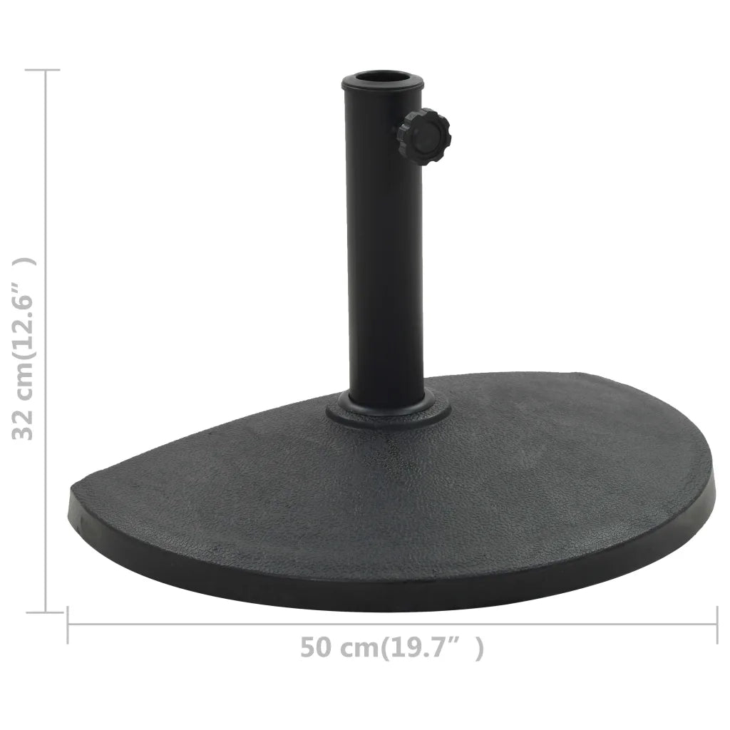 Base per Parasole-Base per ombrellone Semicircolare in Poliresina 9 kg Nero