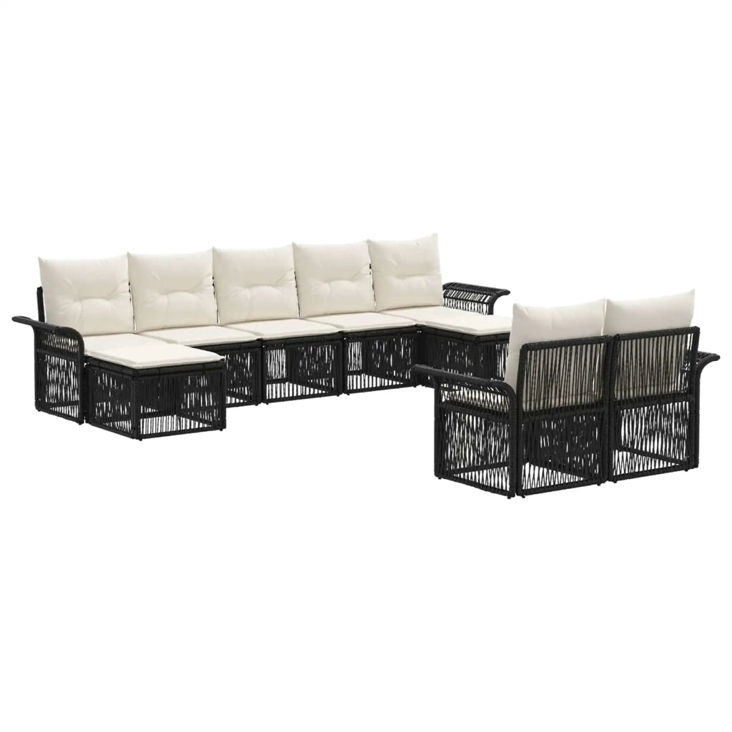 Set Divano da Giardino 9 pcs Nero polyrattan 3434956