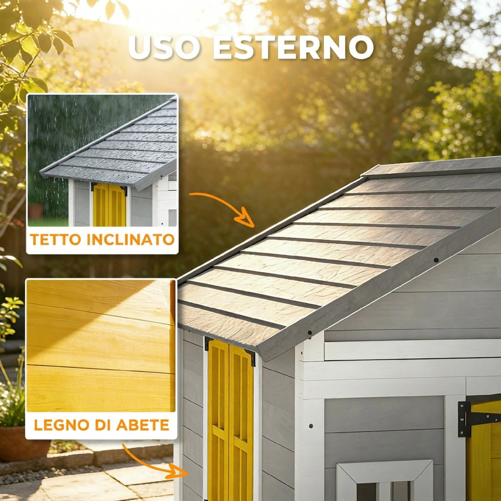 Casetta da Giardino in Legno per Bambini con Finestre ¨C zephmum ¨C Grigio