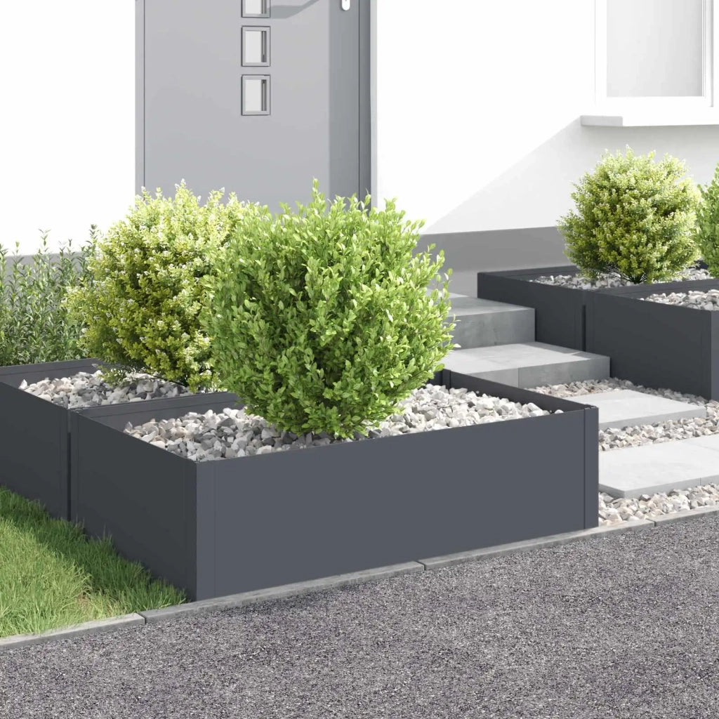 Bordura per Prato 4 pz 100 x 60 x 35 cm Acciaio Antracite 8008950