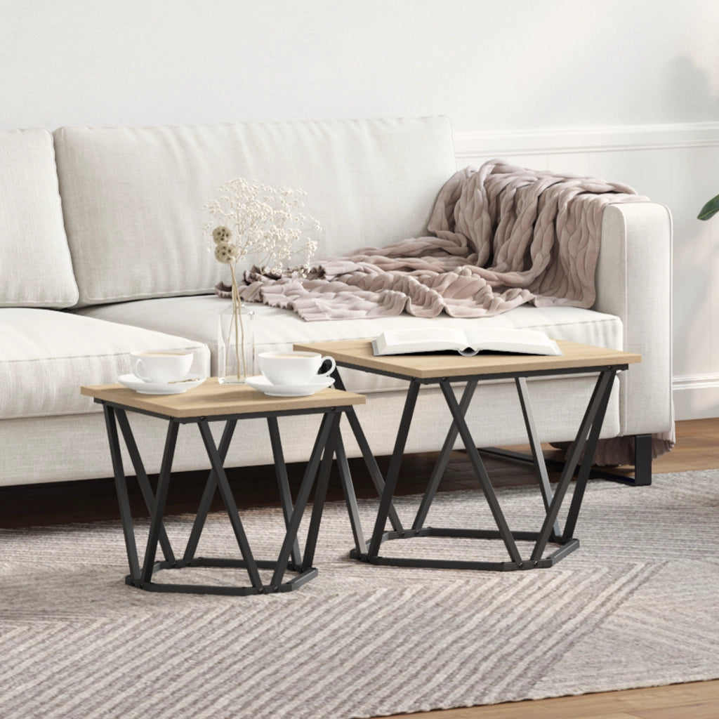 Tavolini 2 pz in legno ingegnerizzato rovere Sonoma