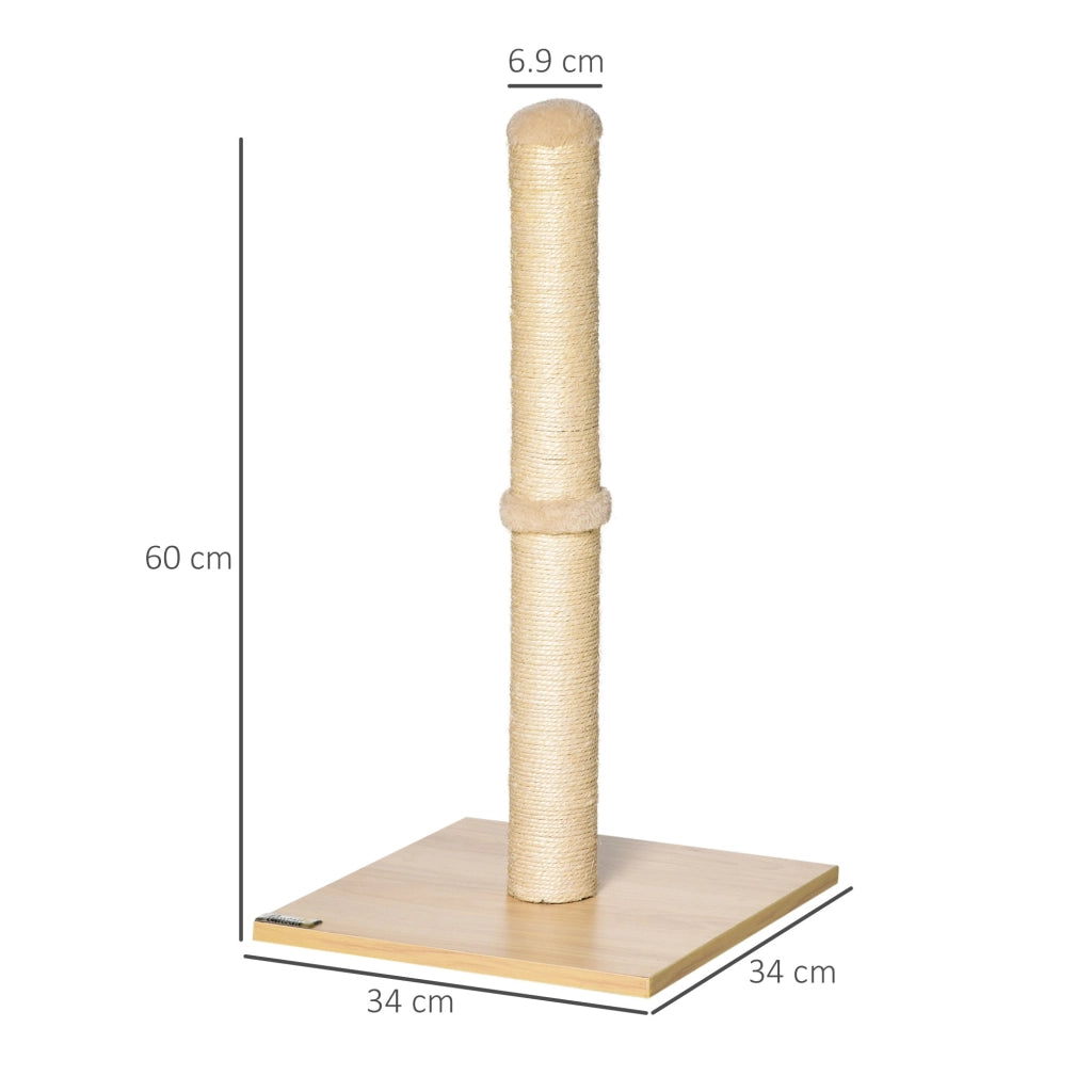 Tiragraffi per Gatti con Palo in Sisal Alto 60 cm Beige