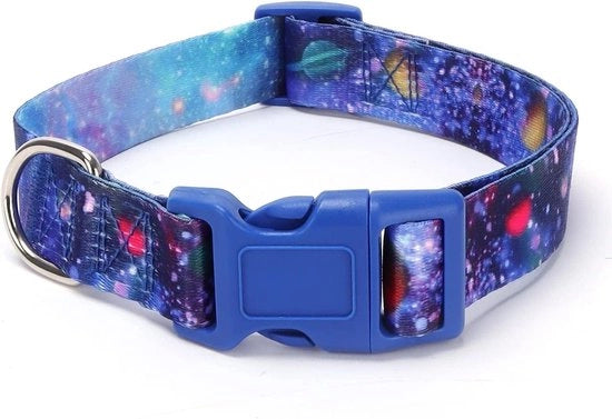 Cinturino per cane flessibile morbido per piccoli medi grandi cani con chiusura rapida per addestramento all'obbedienza (S Galaxy)