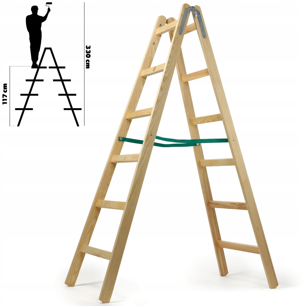 Scala domestica in legno KADAX a 6 gradini, a doppia faccia, per pittura, portata 150 kg.