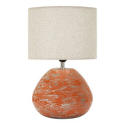 Lampada da tavolo in ceramica arancione con paralume in poliestere