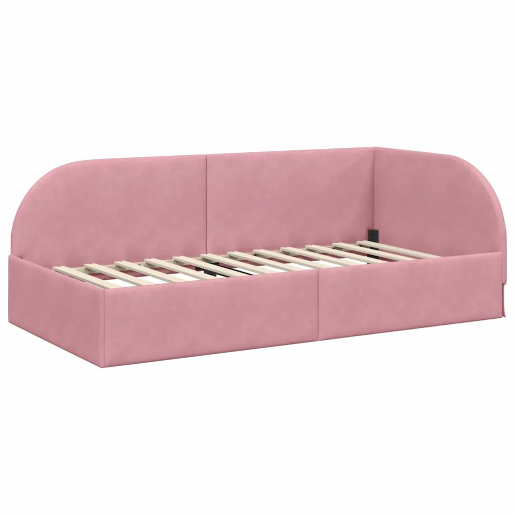 Struttura Letto Angolare con Materasso 2 pcs Rosa Velluto 3394207