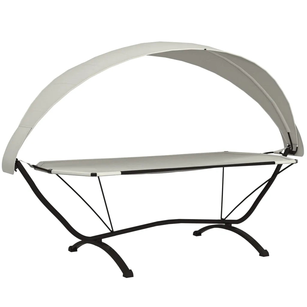 Lettino con Tettuccio Crema in Acciaio e Tessuto Oxford cod mxl 69429