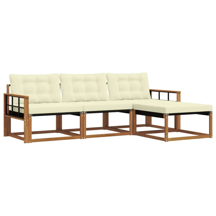 Set di divani da esterno con cuscino 4 pcs Naturale e Crema 3369341