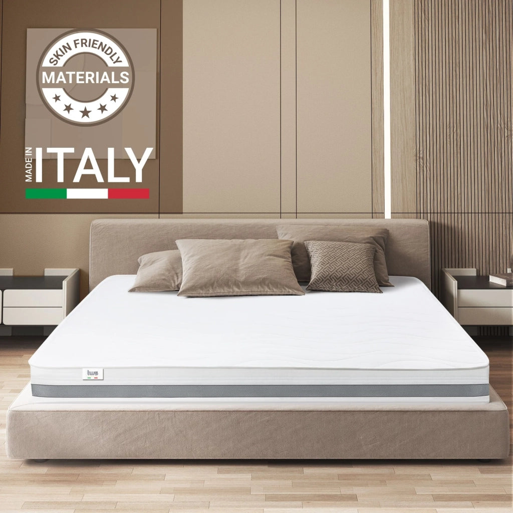 Materasso a molle Insacchettate e Memory singolo 80X195 altezza 20 cm |Medio Rigido , Automodellante, Ortopedico | Rivestimento Anallergico e Traspirante