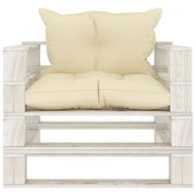 Poltrona da Giardino Pallet con Cuscini Crema in Legno 3052444