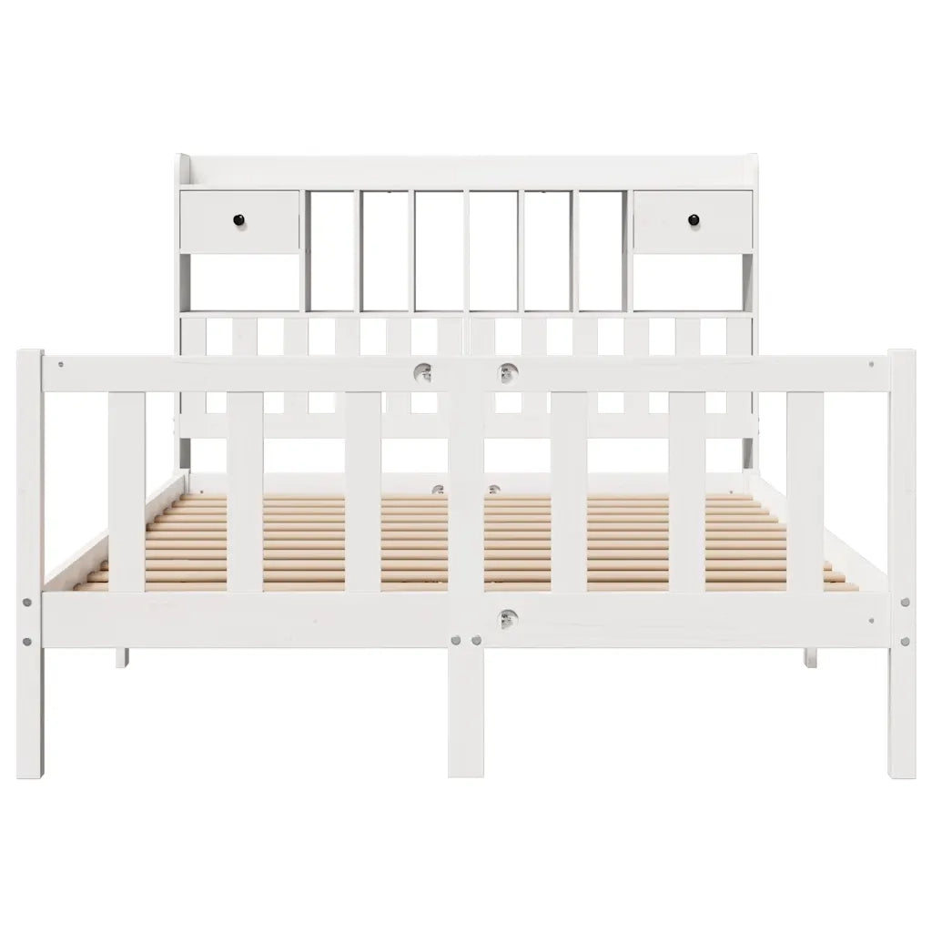 Letto Libreria senza Materasso Bianco 140x190 cm Legno di Pino 3321736