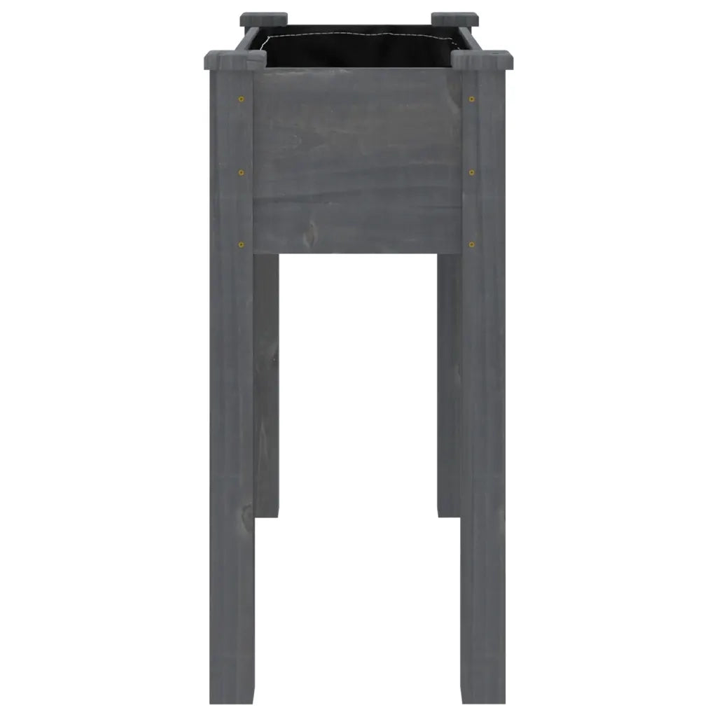 Fioriera con Fodera-Vaso-Contenitore per Piante Grigia 71x37x76 cm Legno Massello di Abete