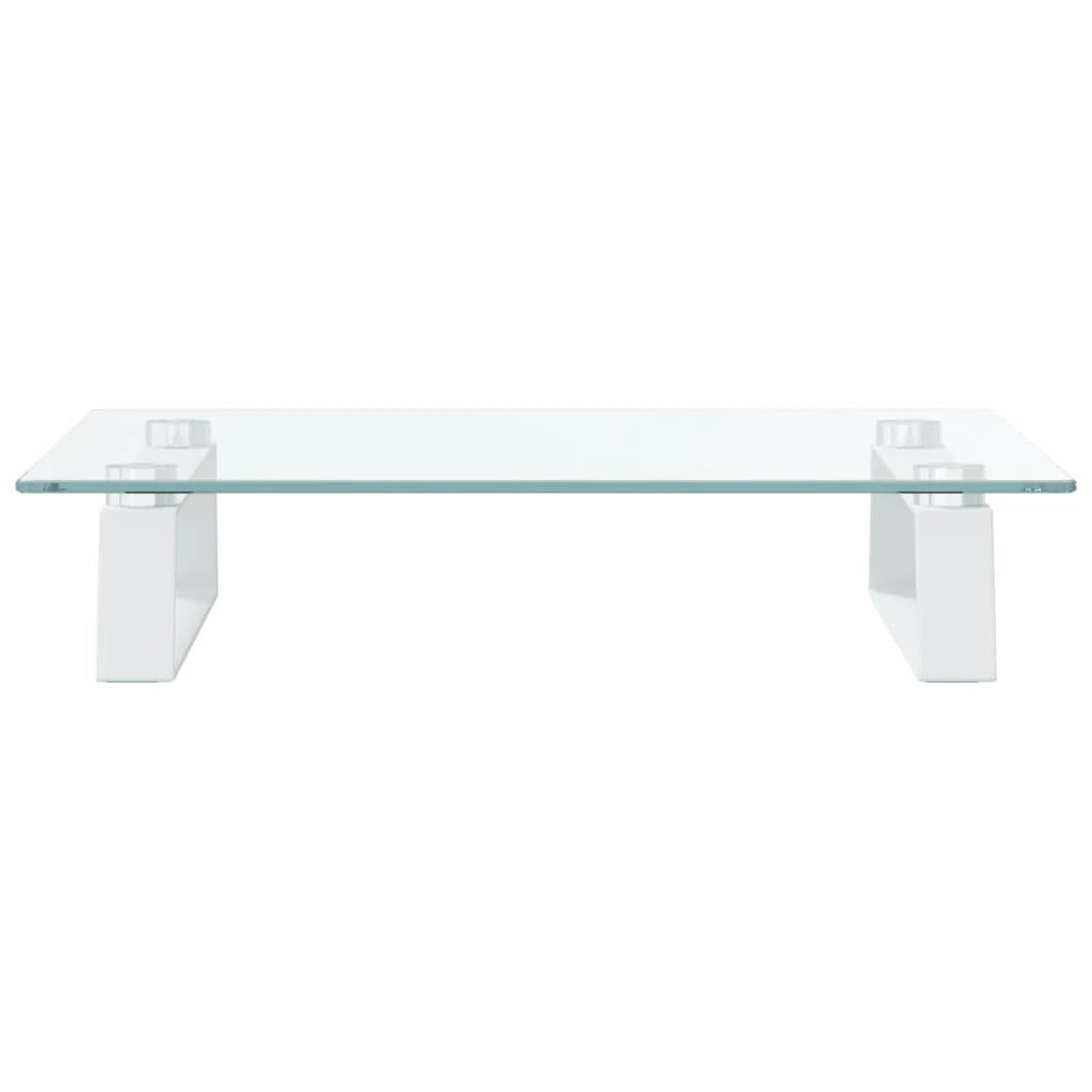 Supporto per monitor mobile da scrivania 40 x 35 x 8 cm vetro temperato e metallo bianco 02_0044861